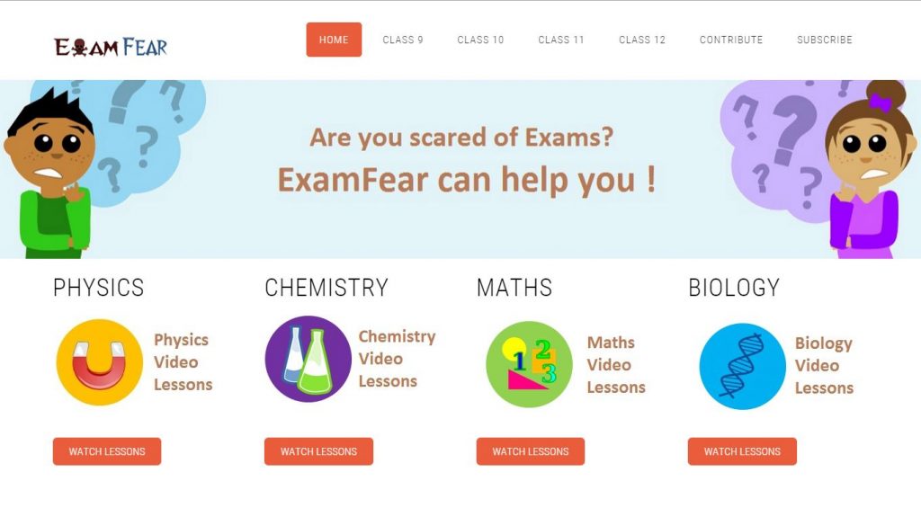 Examfear.com, website screenshot.